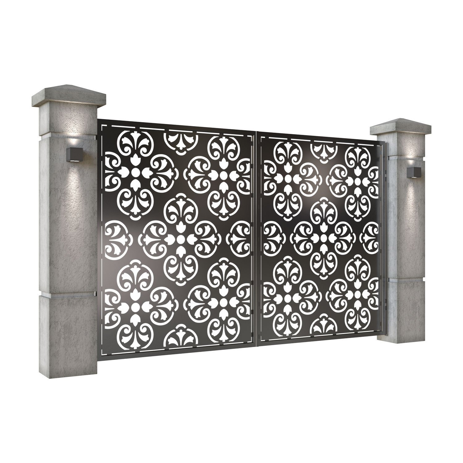 Poarta auto mica batanta din tabla decupata (traforata CNC) cu plasma, model Vega, SM VEGA04, 3000 x 1940 mm, Negru - imagine 2