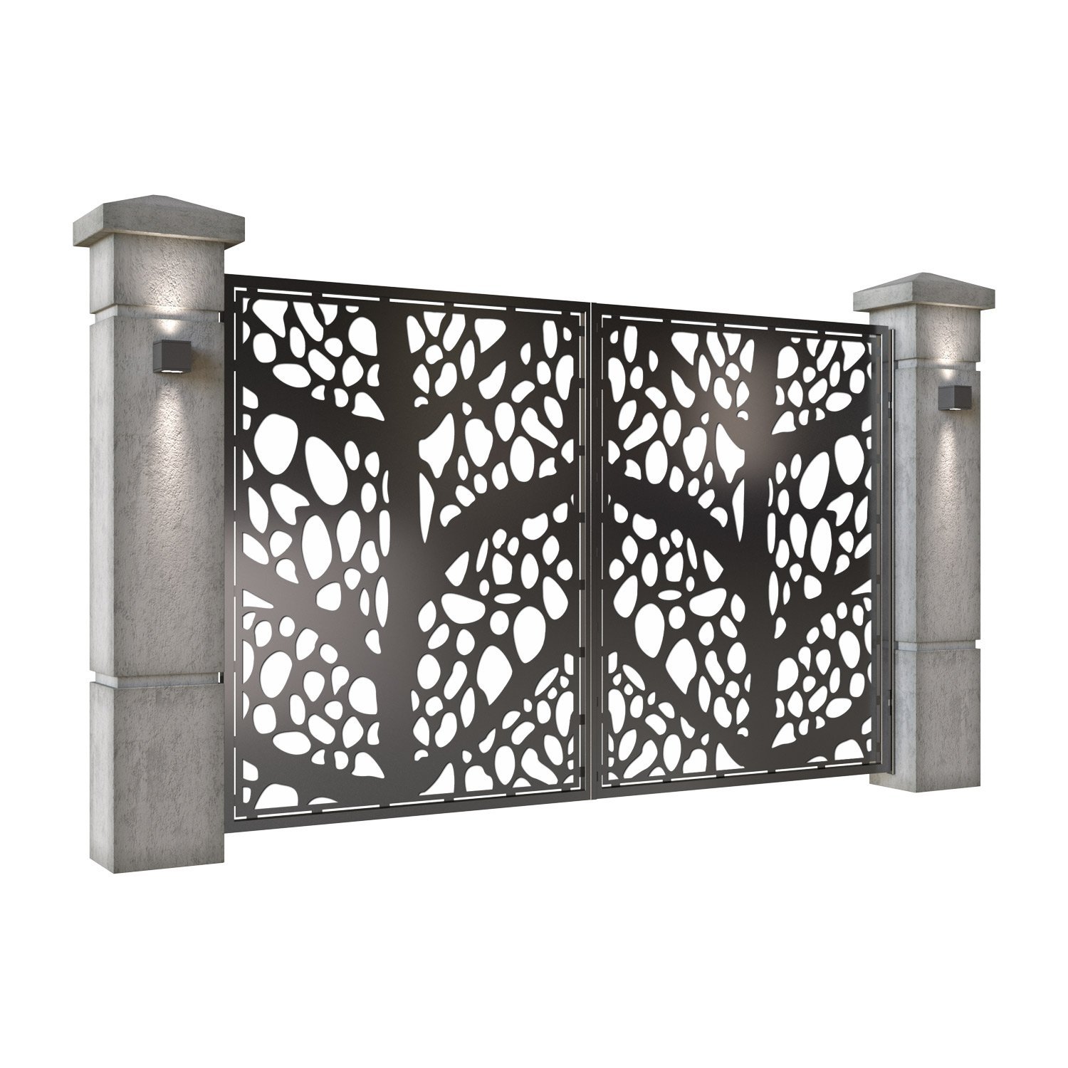 Poarta auto mica batanta din tabla decupata (traforata CNC) cu plasma, model Vogue, SM VOG04, 3000 x 1940 mm, Negru - imagine 2