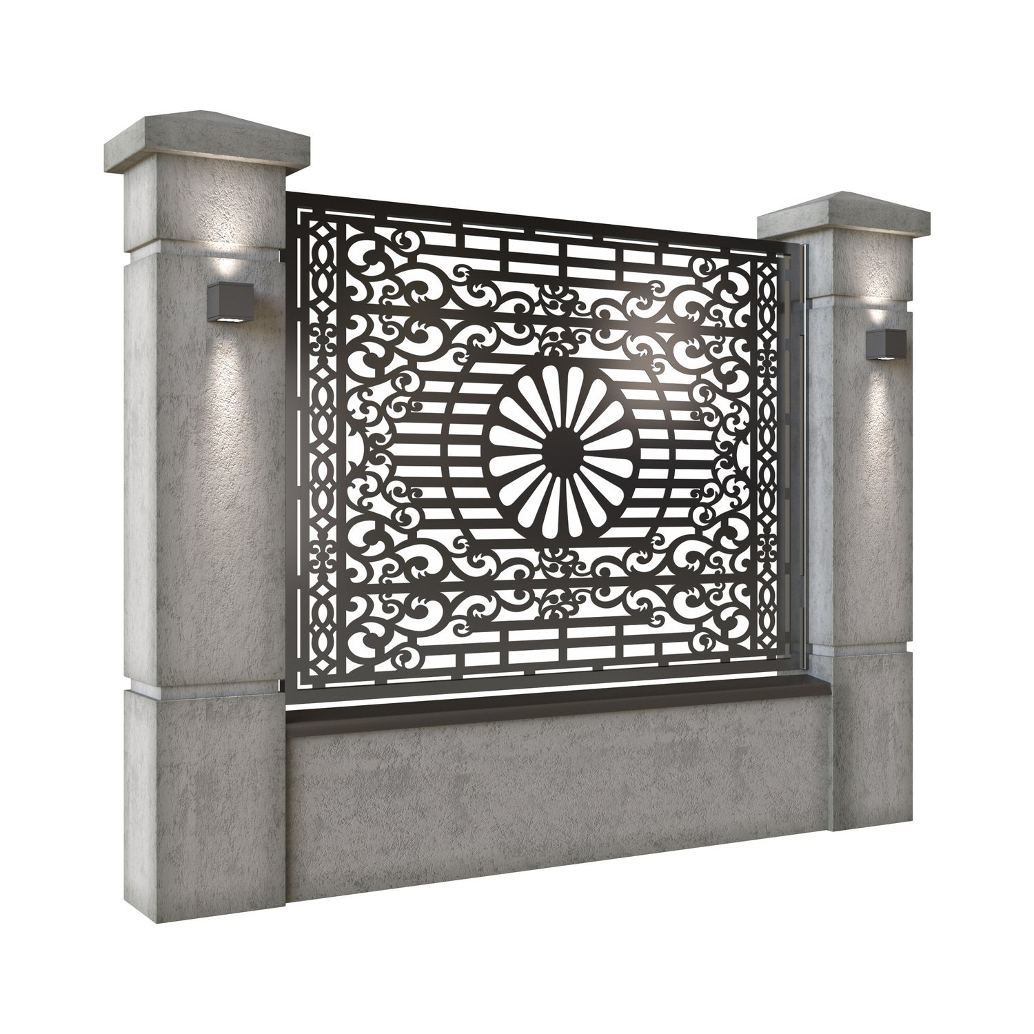 Panou de gard mare din tabla decupata (traforata) CNC cu plasma, model Romani, SM RMN03, 1940 x 1500 mm, Negru - imagine 2