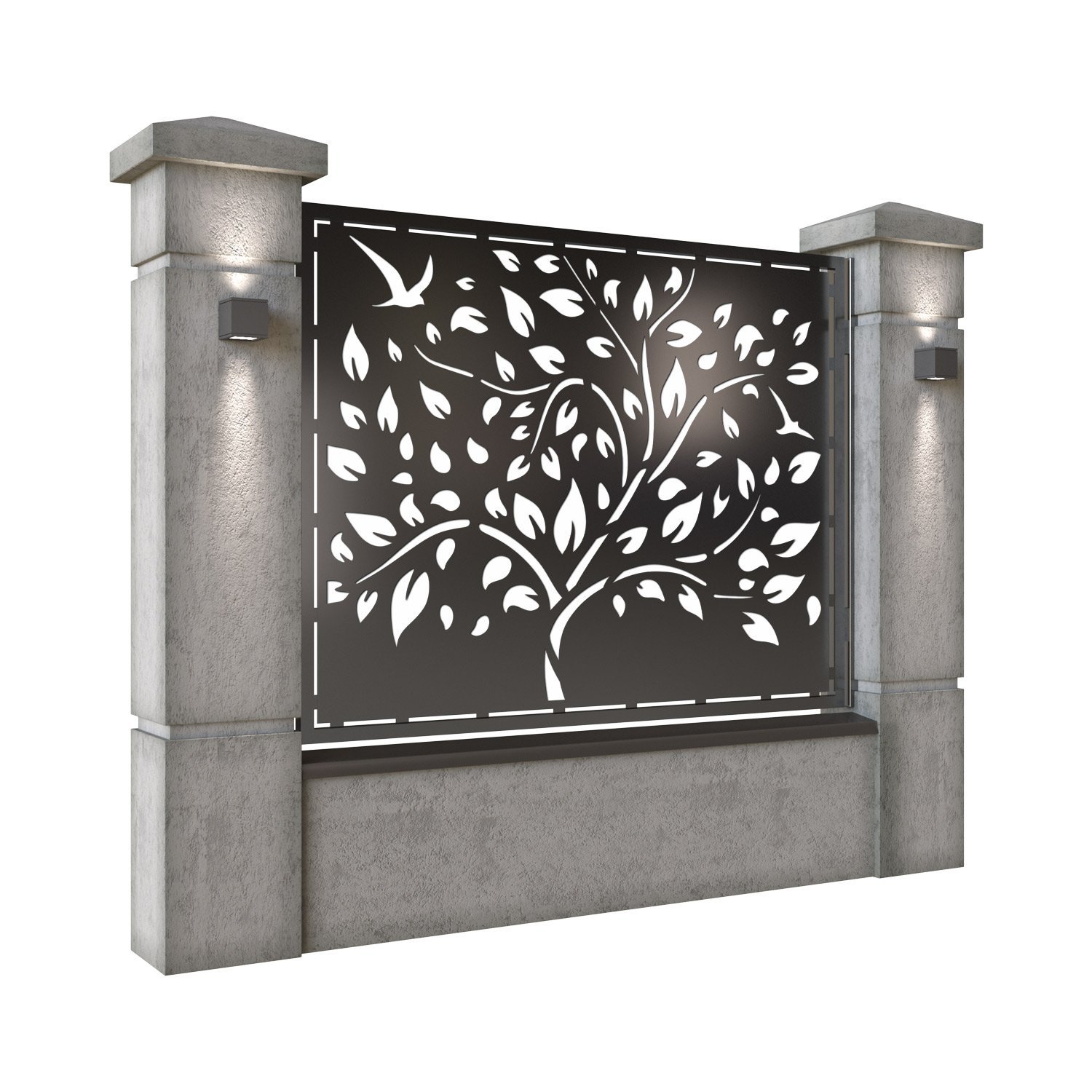 Panou de gard mare din tabla decupata (traforata) CNC cu plasma, model Silva, SM SLV03, 1940 x 1500 mm, Negru - imagine 2