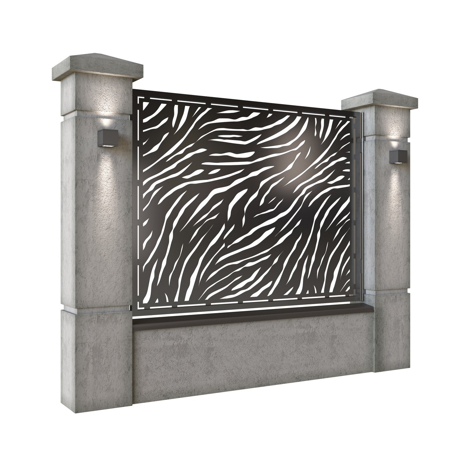 Panou de gard mare din tabla decupata (traforata) CNC cu plasma, model Tigre, SM TGR03, 1940 x 1500 mm, Negru - imagine 2