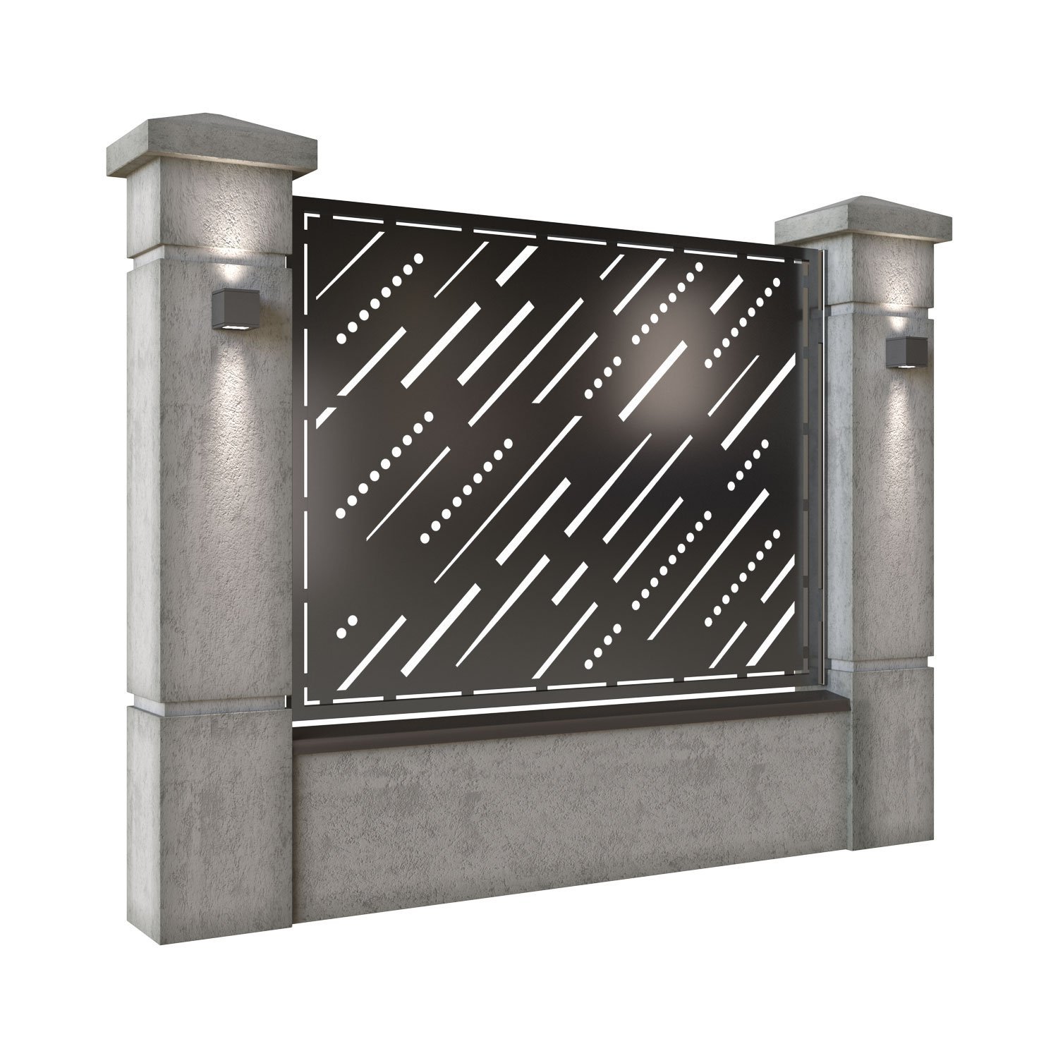 Panou de gard mare din tabla decupata (traforata) CNC cu plasma, model Tokyo, SM TKO03, 1940 x 1500 mm, Negru - imagine 2