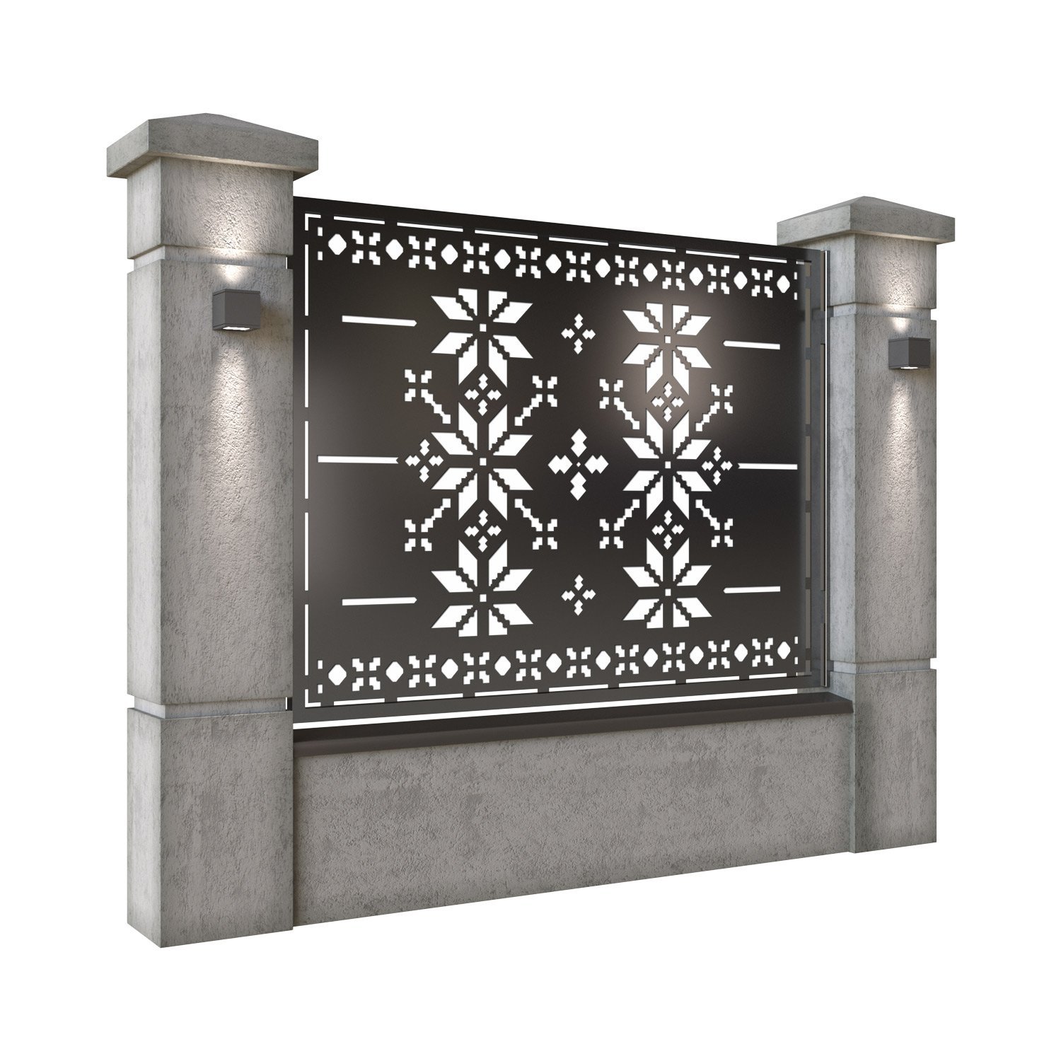 Panou de gard mare din tabla decupata (traforata) CNC cu plasma, model Traditional, SM TRD03, 1940 x 1500 mm, Negru - imagine 2