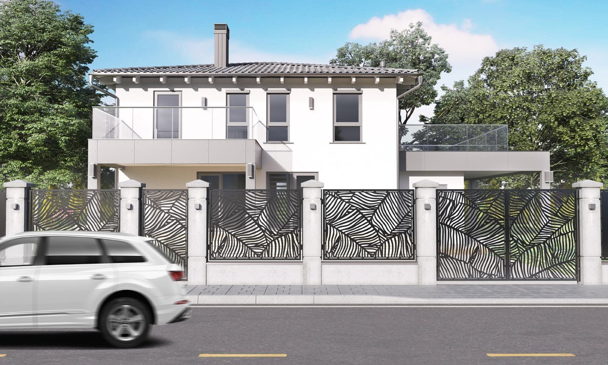 Poarta pietonala din tabla decupata (traforata CNC) cu plasma, model Modern, SM MDN01, 990 x 1940 mm, Negru - imagine 3